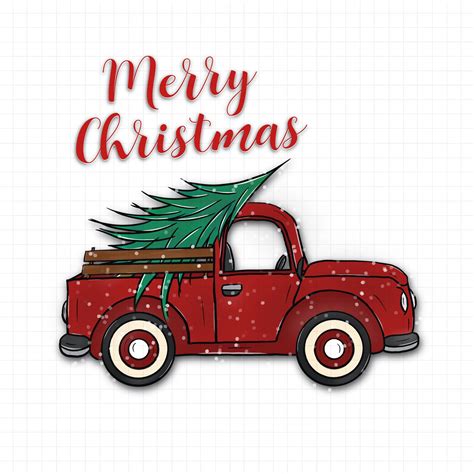 Free Printable Red Truck With Christmas Tree